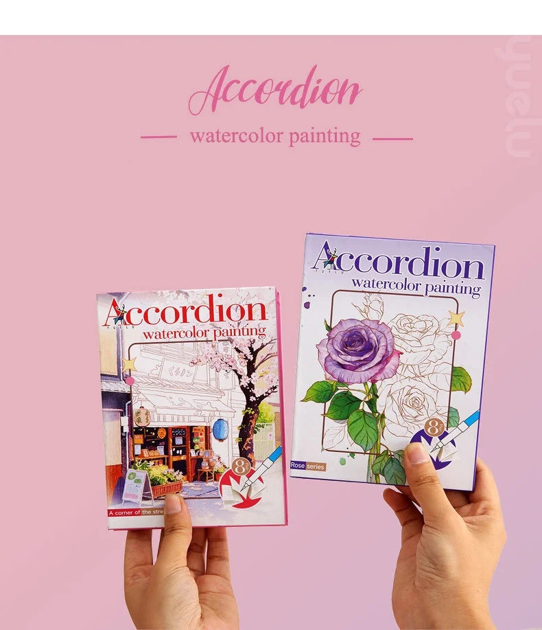 Aquarell-Malbuch mit integrierter Palette, Pop-up-Papier und Farben – Geschenk für junge Künstler und Doodle-Liebhaber