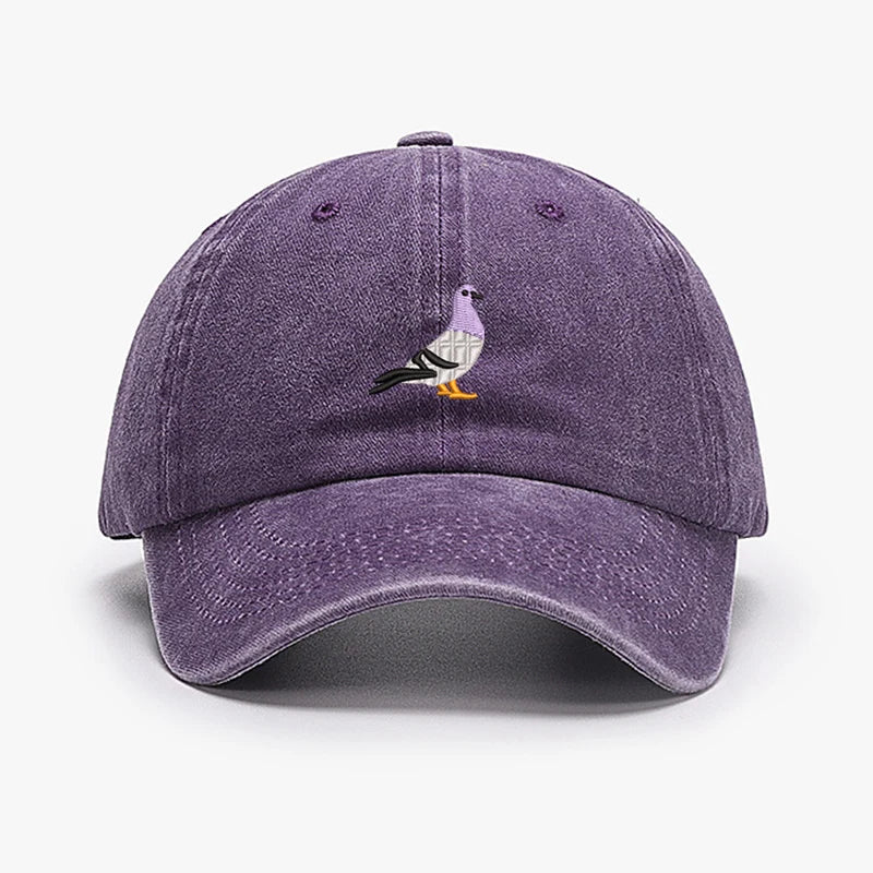 Casquettes de baseball vintage brodées motif Pigeon Printemps Hommes Femmes Chapeau de soleil délavé Pare-soleil Sport Pêche Chapeau de papa