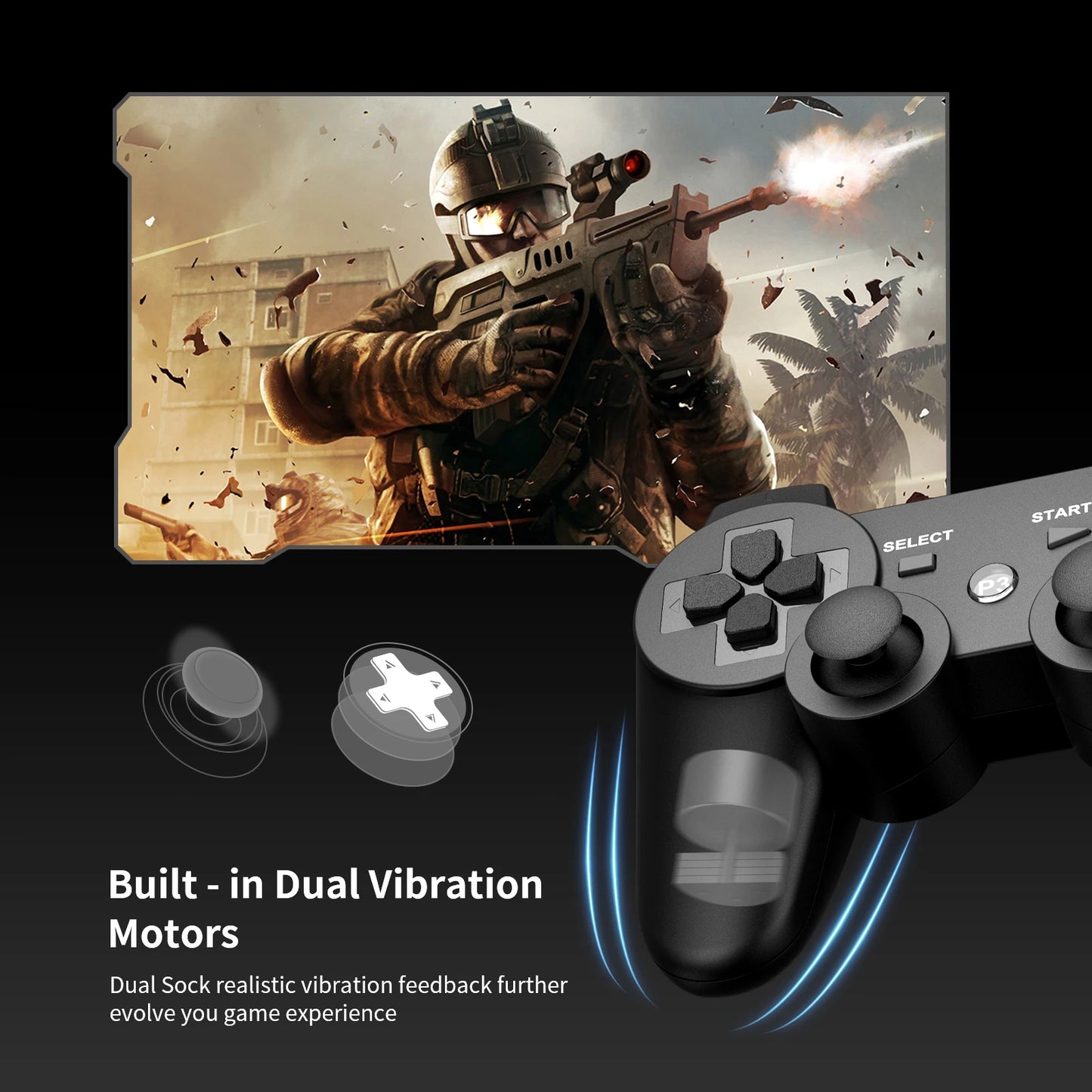 Controller für Playstation 3/PS3/PC/Android Konsolen Drahtloses BT Gamepad 6-Achsen-Gyro Dual-Motor-Vibrationsschock Gaming-Joystick