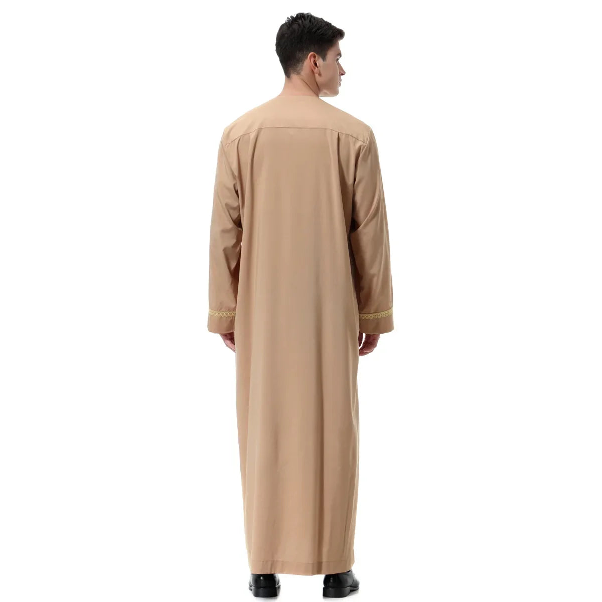 Jubba Thobe Homme Musulman Imprimé Fermeture Éclair Kimono Longue Robe Saoudienne Islamique Musulman Vêtements Abaya Caftan Islam Dubaï Robe Arabe