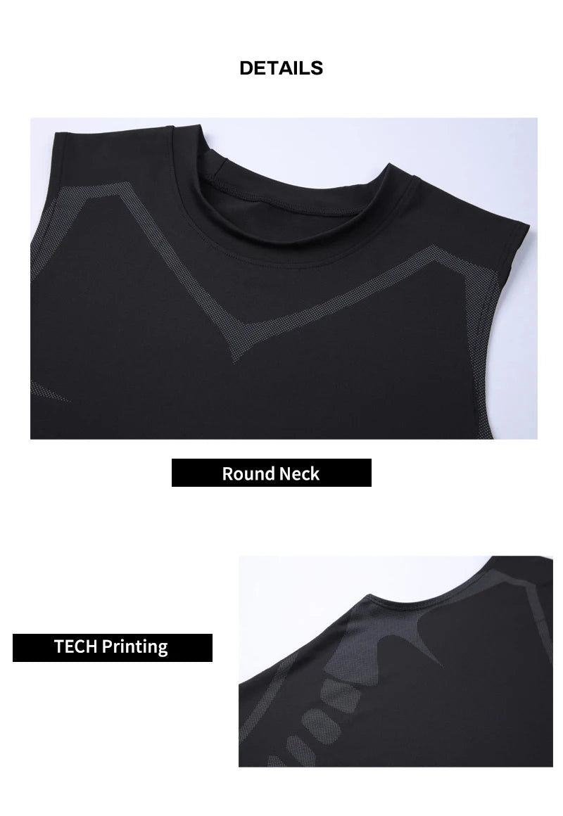 Kompressions-Tanktop Herren Gym-Shirt Ärmellos Schnelltrocknend Bedruckte Sportbekleidung Herren Fitness Bodybuilding Weste Workout Muskel-Top
