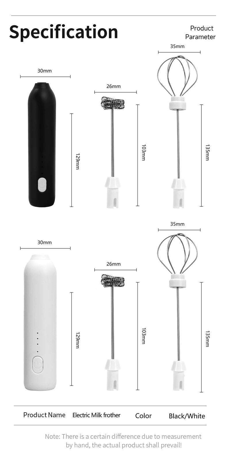 CHAUD Mousseur à lait électrique + Fouet à œufs Recharge sans fil Type-C 3 vitesses Mini batteur à main Mousseur à café Outils de cuisine