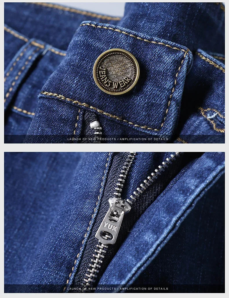Nouveau Jean Slim extensible classique décontracté pour Homme 2024, Pantalon en Jean de Marque pour Homme, Noir Bleu