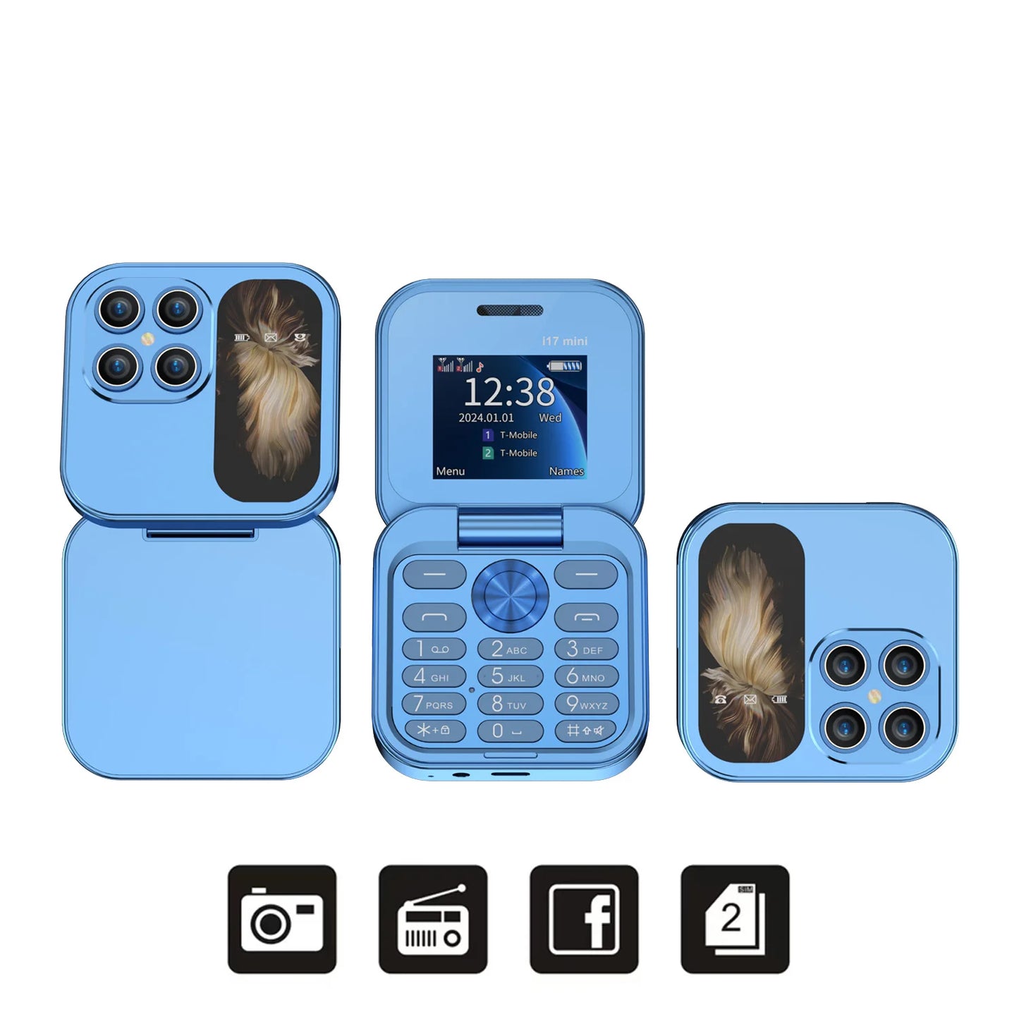 Téléphone portable à clapet SERVO i17Mini 2G, petit, à double carte SIM, à numérotation rapide, avec fonction Magic Voice, MP3, lampe de poche, mini téléphone pliable, radio FM, offre spéciale 2025