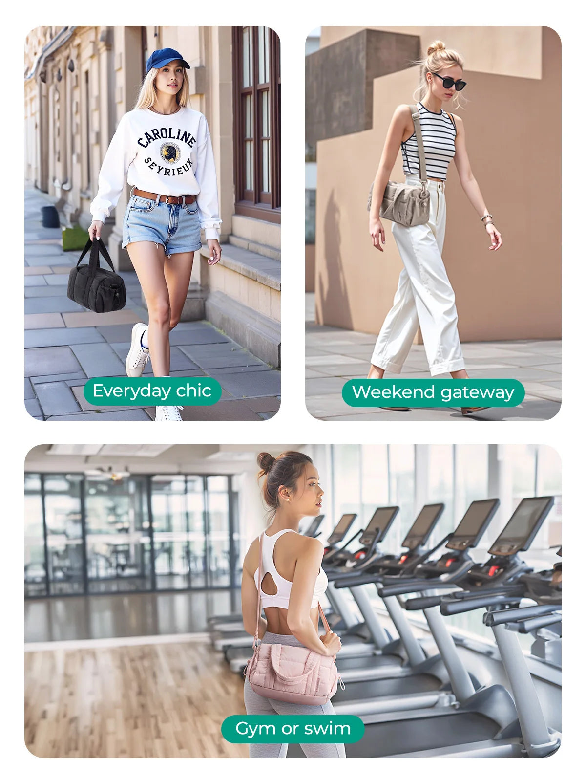 BAGSMART Reisetasche für Damen, Sporttasche, Yogatasche mit Nass- und Trockenfach, gesteppte Sporttasche für Wochenendausflüge, Schwimmen