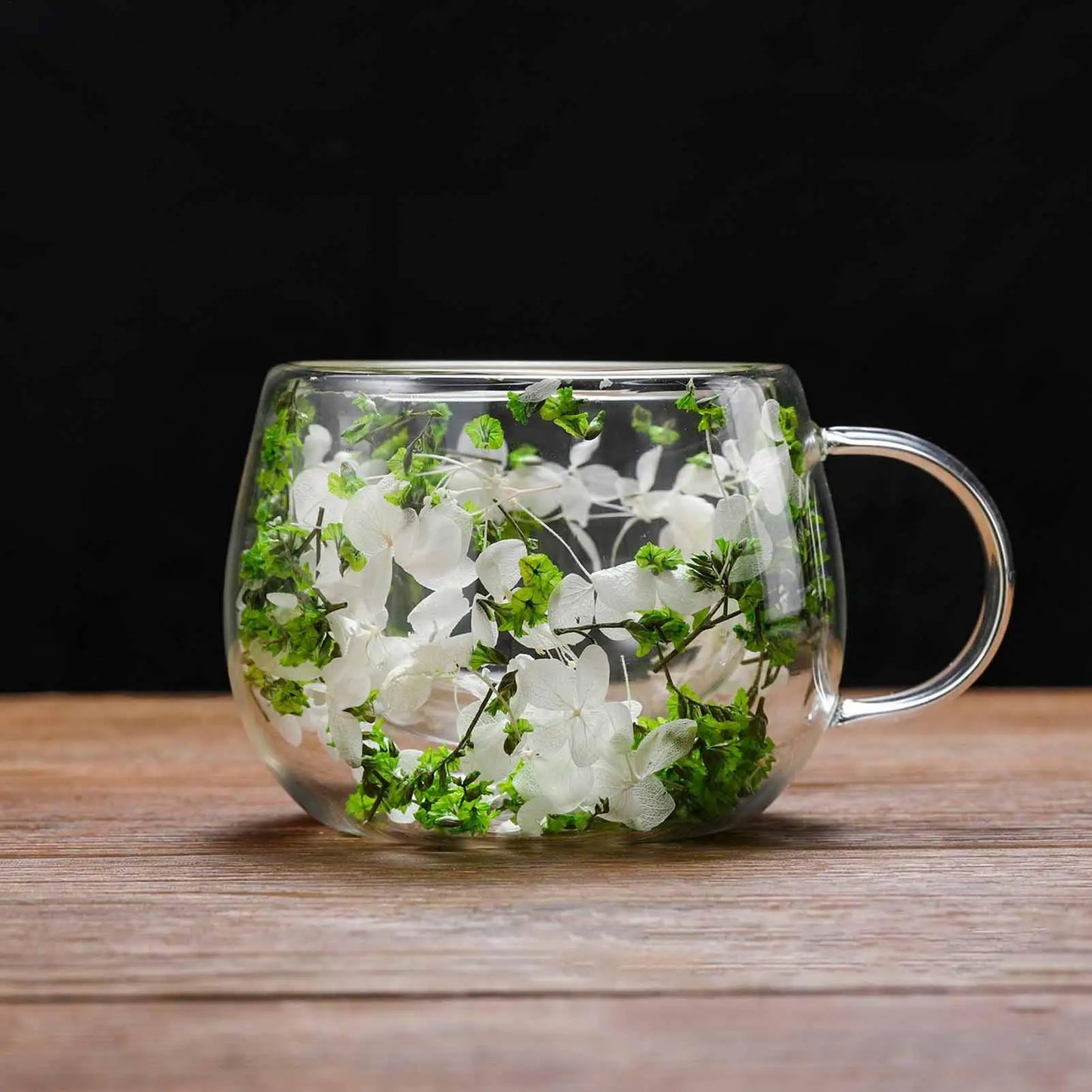 Dried Flower Coffee Mugs Double Wall Drinkware Glass Drinking Cups Coffee Mug for Home Living Room Kitchen Apartment