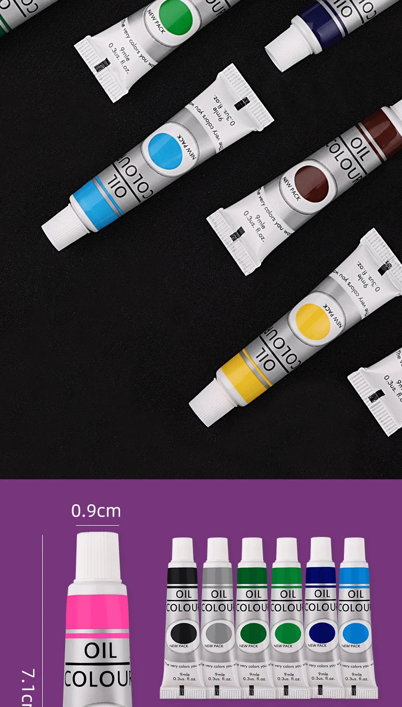 Lot de 12 couleurs de peinture à l'huile de 9 ml pour vêtements en tissu, dessin sur verre pour ongles, fournitures artistiques imperméables, vente en gros