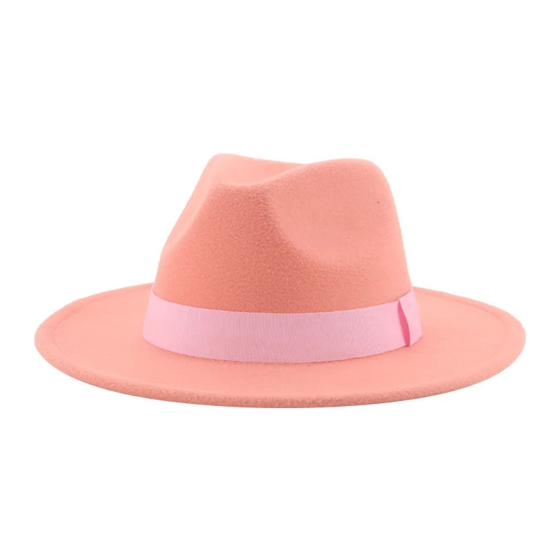Chapeau Fedora Femme Chapeaux d'hiver pour femmes Bande de ruban Chapeau homme Large bord Classique Beige Mariage Eglise Chapeau melon Nouvelle casquette chapeau femme
