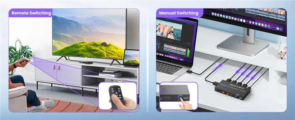 Multiviewer HDMI 4K à quatre écrans 4x1 1080P, 4 entrées 1 sortie, commutateur transparent HDMI multi-vues, 9 modes d'affichage pour caméra, ordinateur portable, PC, TV