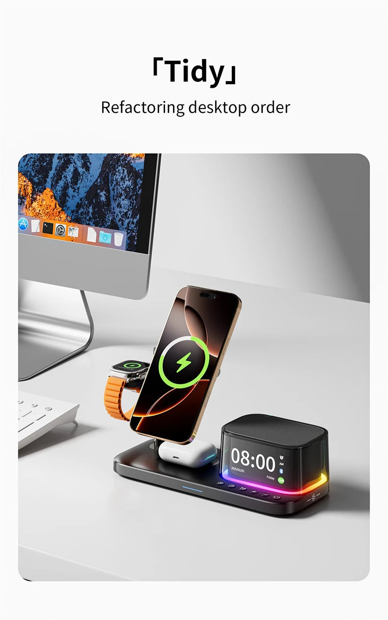 Magnetic 5 in 1 Qi2.2 25W Fast Wireless Charging Stand For Magsafe iPhone 17 16 Pro Max Apple & Galaxy Watch Galaxy S26 S25