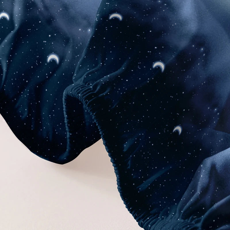 1 Simple modern starry sky printed matte Fitted Sheet, bedroom printed bed cover, bedding (excluding pillowcases)