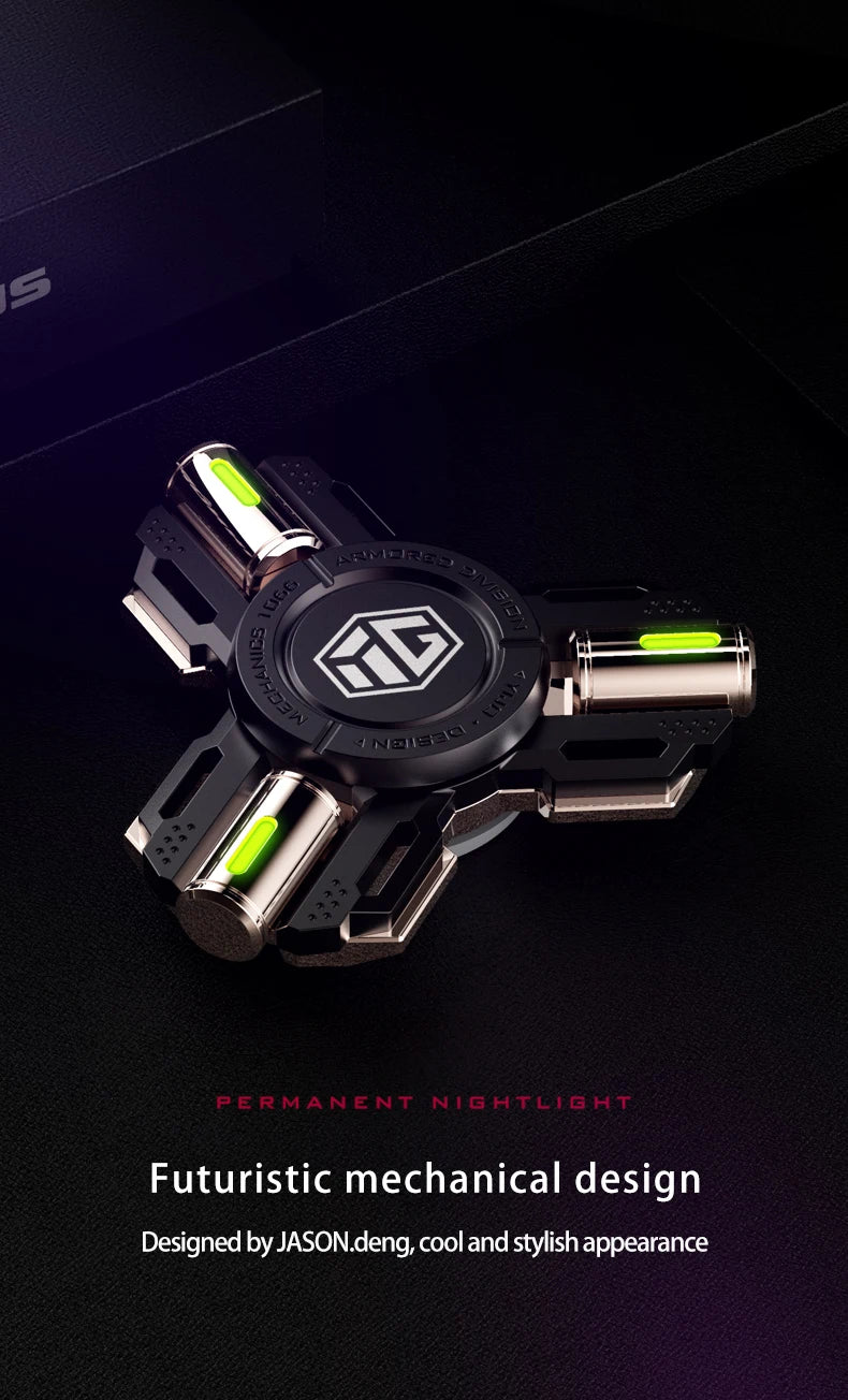 Permanenter Leucht-Fidget Spinner Hand Spinner Legierungsmaterial Lange Rotation Hohe Geschwindigkeit EDC Kind Erwachsener ADHS Stressabbau Spielzeug Geschenke