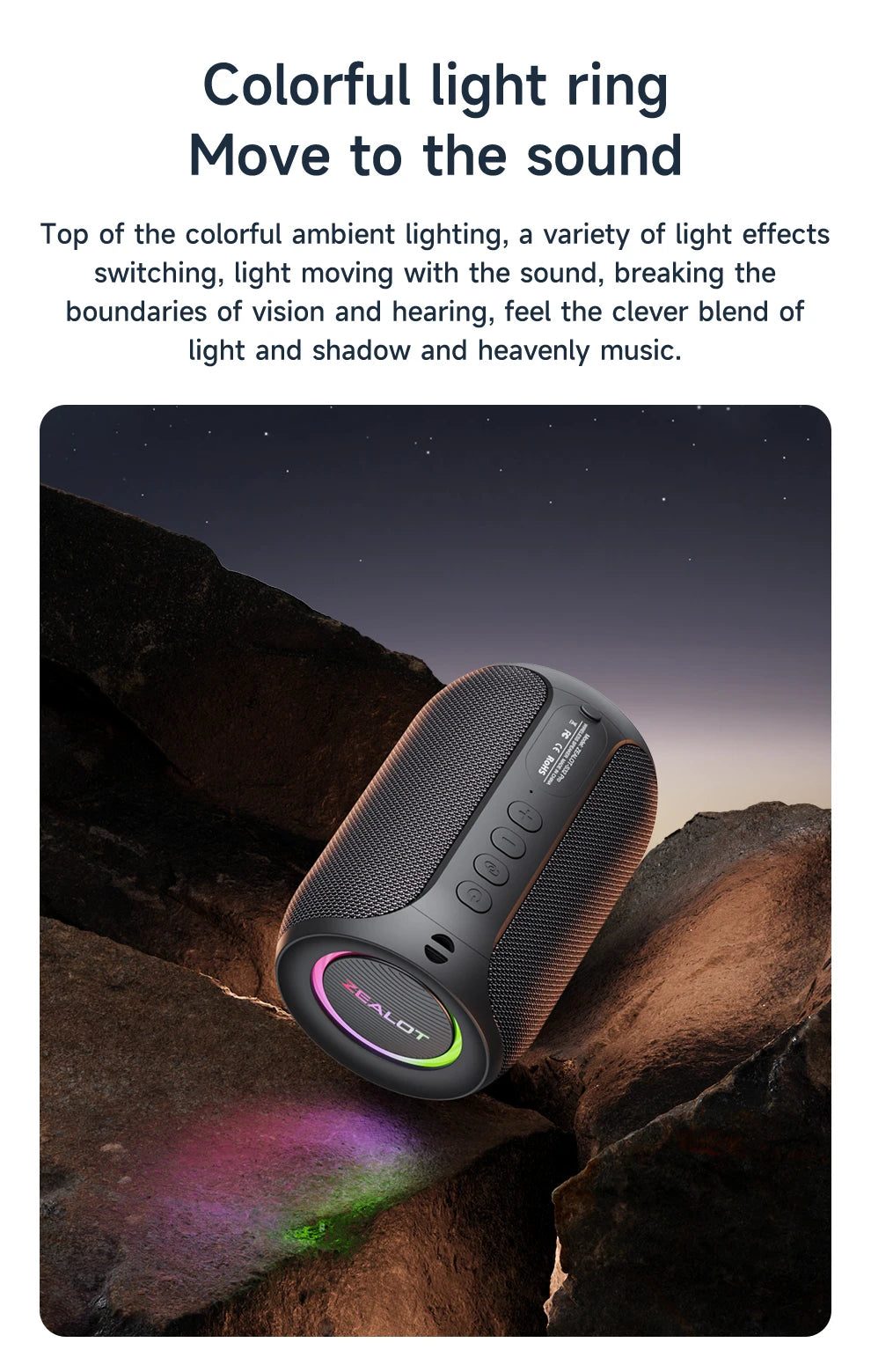 ZEALOT-S32PRO Leistungsstarker Bluetooth-Lautsprecher, kabelloser Bass, LED-Licht, Outdoor-Lautsprecher, Subwoofer, wasserdichte Soundbox-Unterstützung