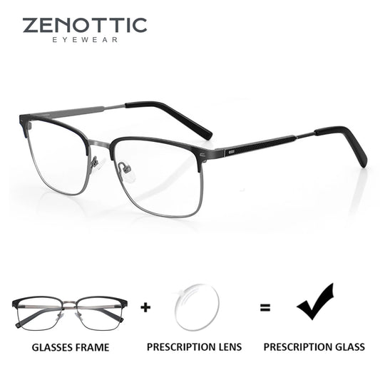 ZENOTTIC Square Prescription Glasses Men Fashion Myopia Progressive Eyeglasses Women Anti Blue Ray/Photochromic Optical Glasses