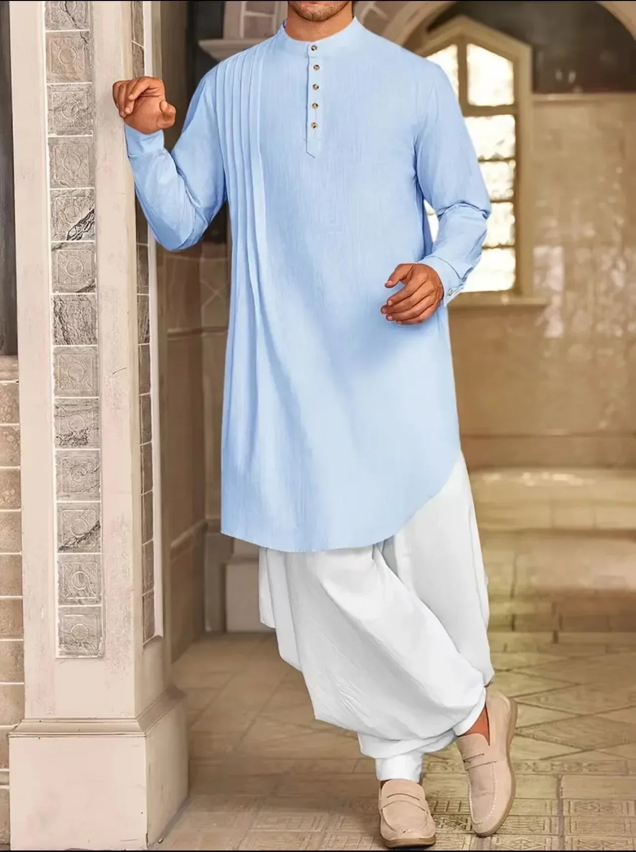 Chemise musulmane ample en coton pour homme du Moyen-Orient, arabe, malaisien, nouveauté 2025
