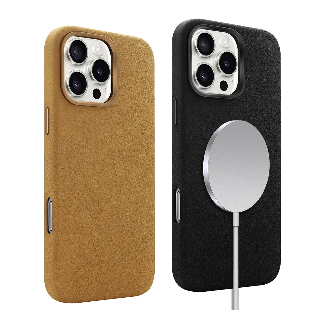 Suede Phone Case for iPhone 17 pro with Magnetic Wireless Charging Anti-Drop Cover Compatible with iPhone 17 16 15 pro Max