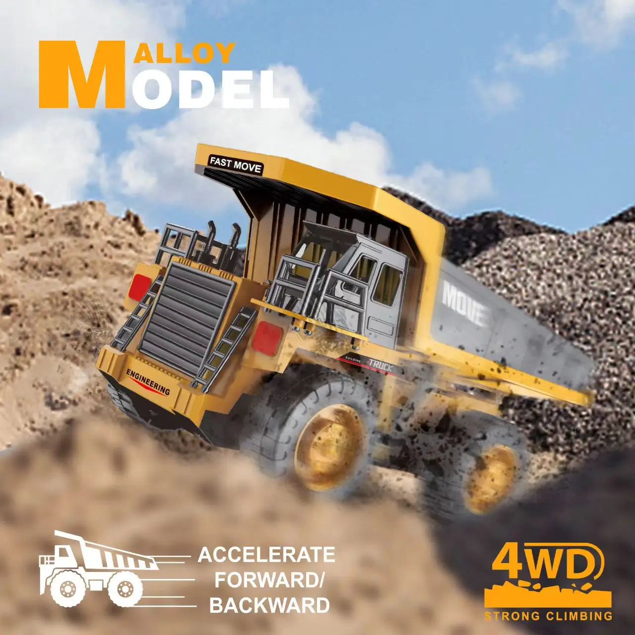 ZWN 1/16 1/20 Ferngesteuerter Bagger Kipper RC Modellauto Spielzeug Professionelles Legierungs-Simulations-Baufahrzeug für Kinder