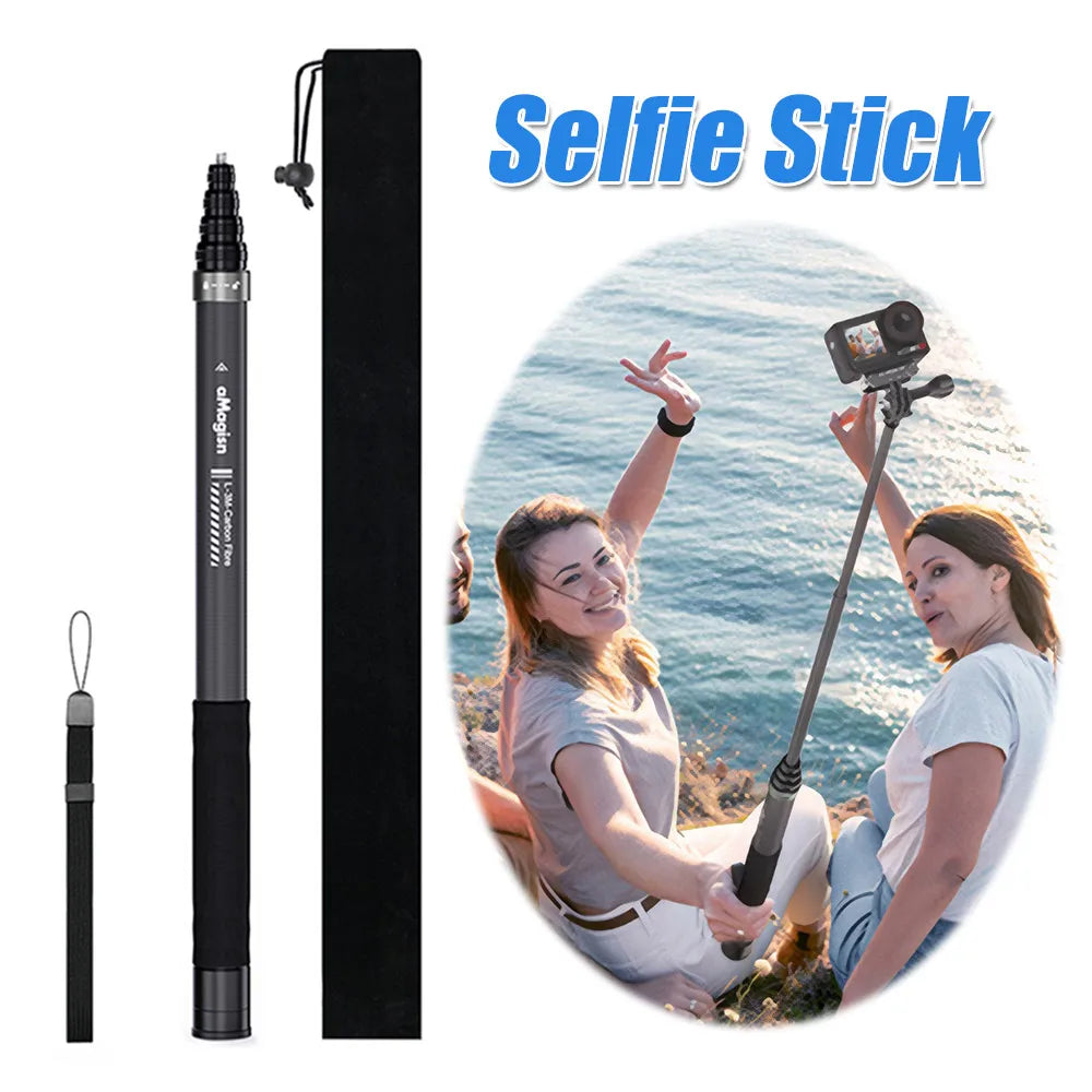 Invisible Selfie Stick Carbon Fiber Extension Pole Adjustable Hand Grip for Insta360 X5 X4 X3 for OSMO for GoPro Hero