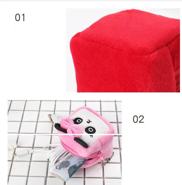 Cartoon Süße Schweinchen Geldbörse Kawaii Portemonnaie Weiche Plüsch Münztasche Schlüssel Kopfhörer Münz-Organizer Beutel Reißverschlusstasche Kindergeschenk