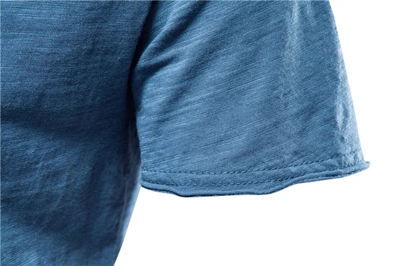 AIOPESON 5 PCS SET 100% COTTON V-neck T-shirts Men Casual Slim Fit Solid Color Summer T Shirt for Men Brand New Quality