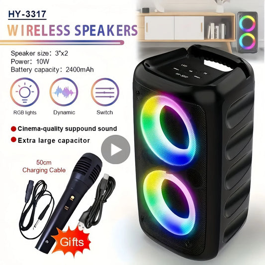 Karaoke Radio FM Bluetooth Lautsprecher Tragbar Kabellos Mit Mikrofon Lampe Maschine Caixa De Som Sound Box Musik Subwoofer LED TWS