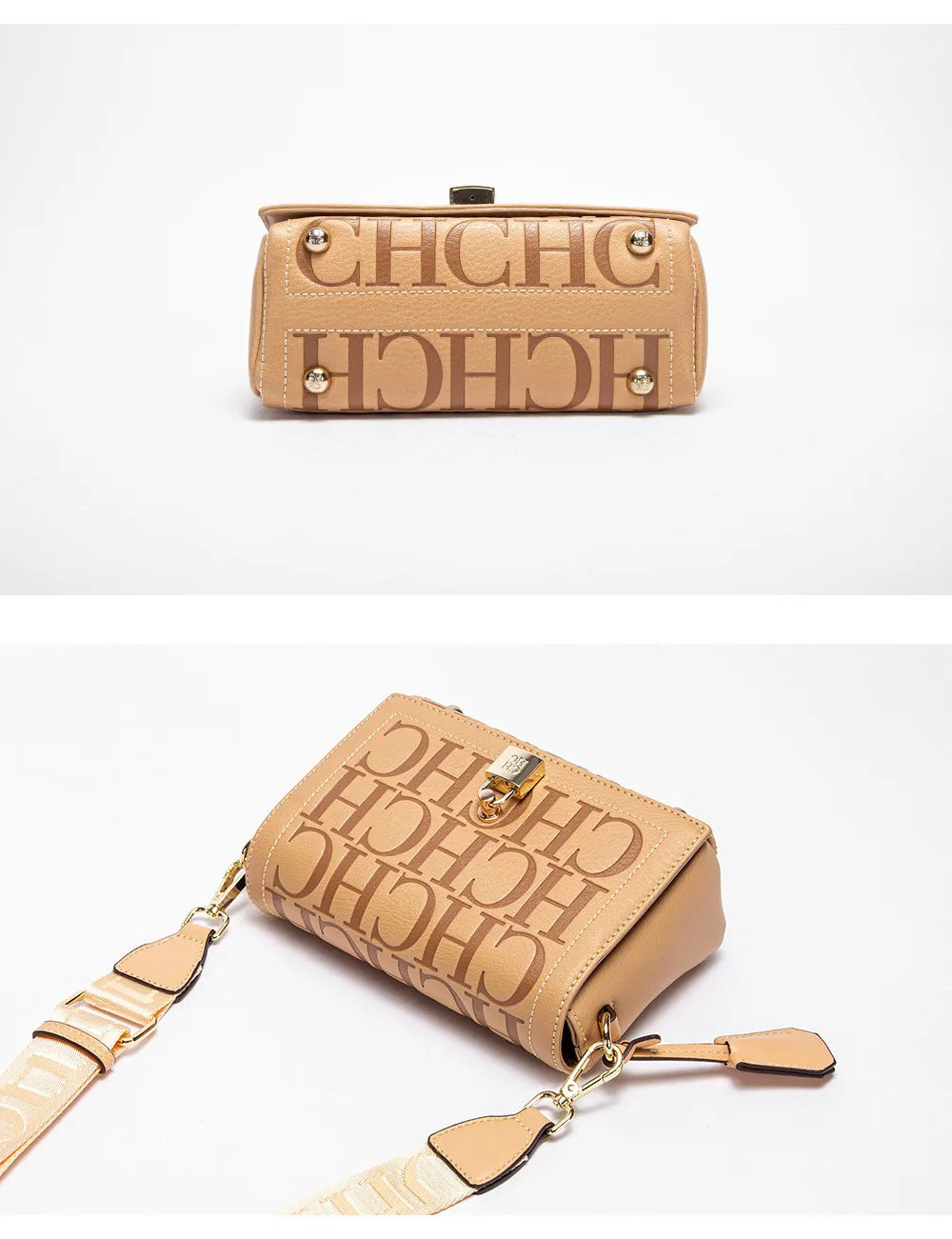 CH Womens Shoulder Bag Luxury Brand 2025 Fashion Solid Color Printed Handbag Fashion Design Model Metal Accessories Buckle