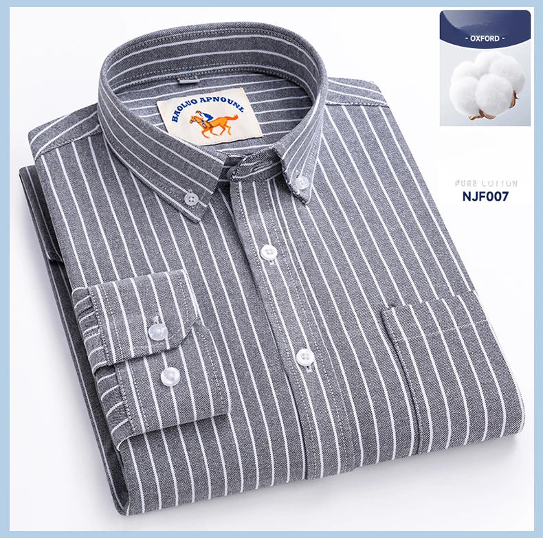 Chemises Oxford à manches longues en 100 % coton pour homme, grandes tailles 8XL, coupe ajustée, unies ou rayées, pour le bureau, couleur blanche, tenues professionnelles
