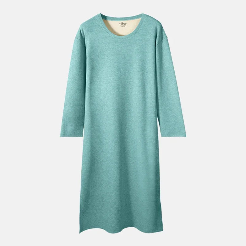 Men's autumn and winter long-sleeved one-piece nightdress knee bathrobe long nightgown integrated loungewear wool silk pajamas