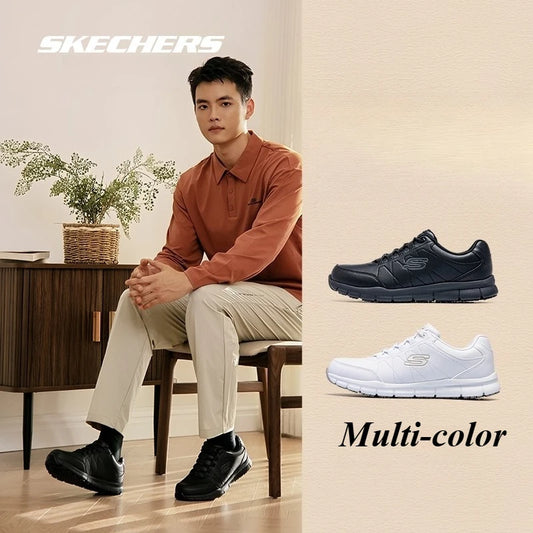 Skechers Men Casual Business Leather Shoes Soft Soled Sneakers Lightweight Running Athletic Jogging Walking Sports Male Shoes