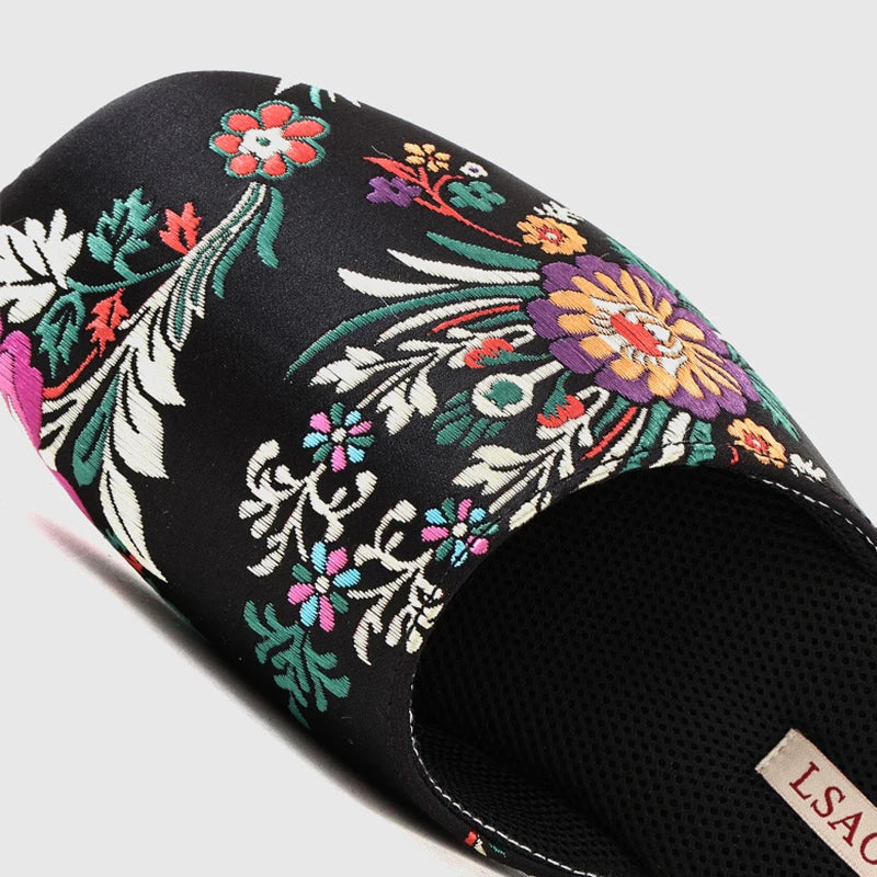 Spring and summer new Chinese embroidered slippers high-end light luxury classic beef tendon bottom home floor drag women