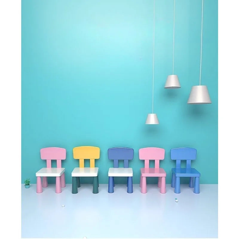 Durable plastic cartoon chair with backrest, lightweight and comfortable study desk and chair, suitable for home, school,
