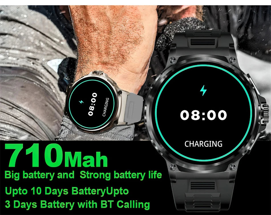 Montre connectée intelligente GPS homme 2026, écran AMOLED HD 1,85 pouces, batterie 710 mAh, appels Bluetooth, pour Android et iOS