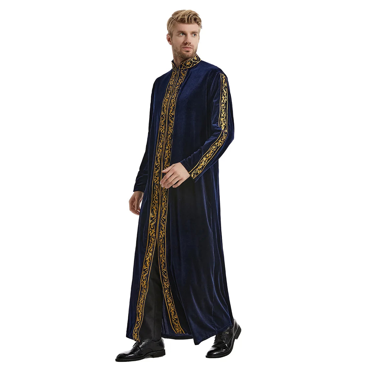 Muslimische Männer Jubba Thobe Islamische Kleidung Samt Kaftan Thoub Arabische Saudi-Robe Kleid Jubah Caftan Thawb Ramadan Gewand Naher Osten