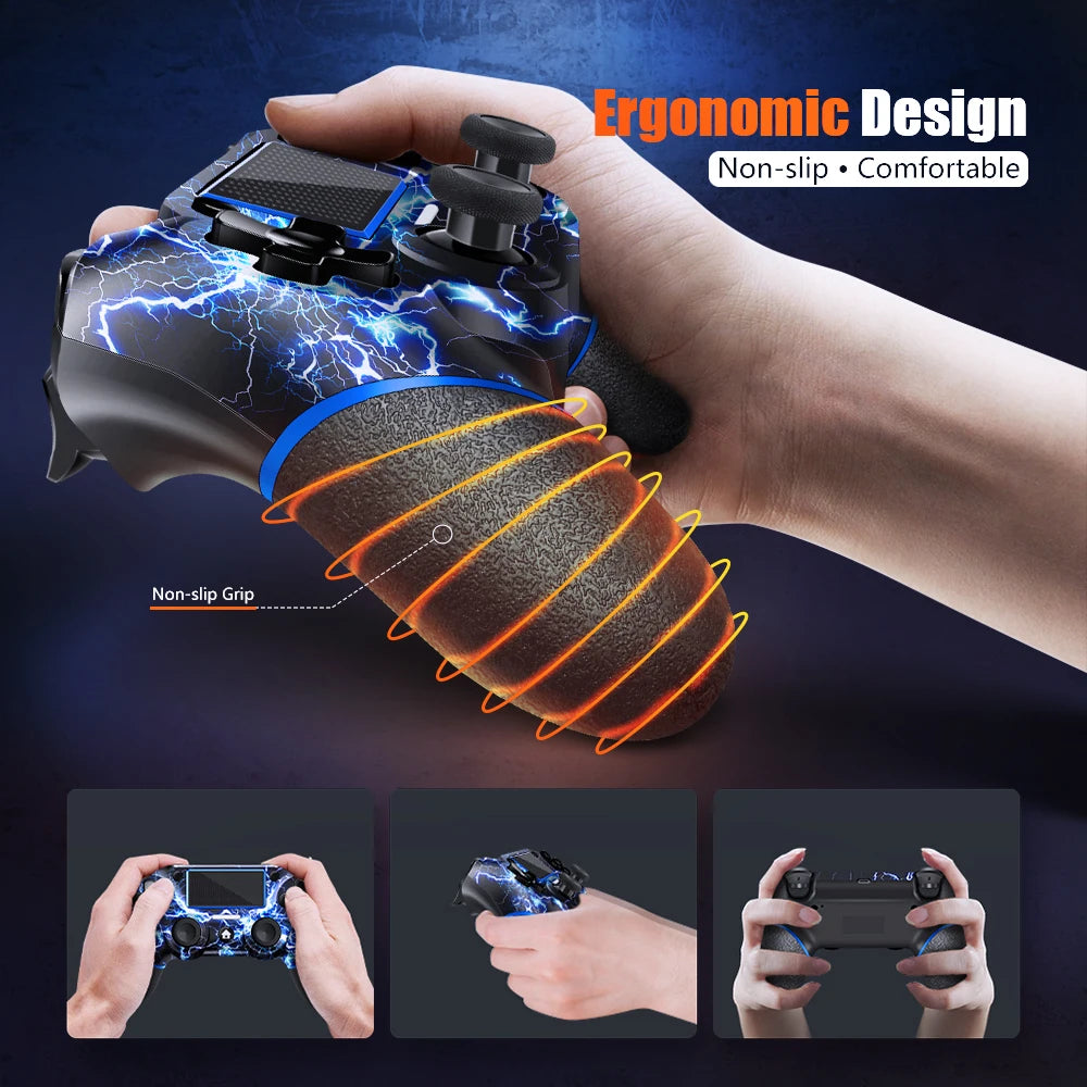 AceGamer Wireless Gamepad für PS4 Controller, mit USB-C-Kabel/Doppelmotoren/6-Achsen-Gyroskop/3,5-mm-Audiobuchse/Touchpad-Funktion