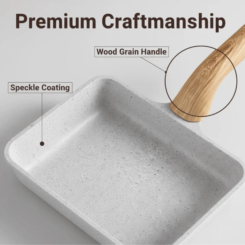 Square Flat Bottomed Pan Household Frying Pan - Non-Stick Kitchenware for Cooking