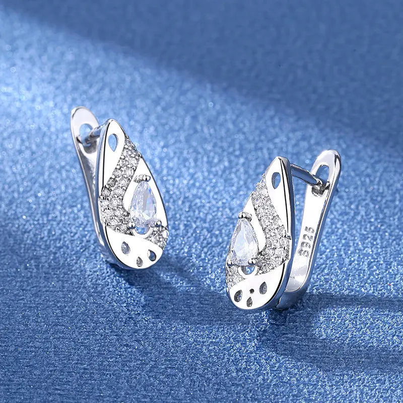 Ohrringe aus 925er Sterlingsilber, Schmuck, hochwertige Retro-Ohrringe mit einfachem Muster, lila-weiße Zirkon-Ohrringe, Bestseller