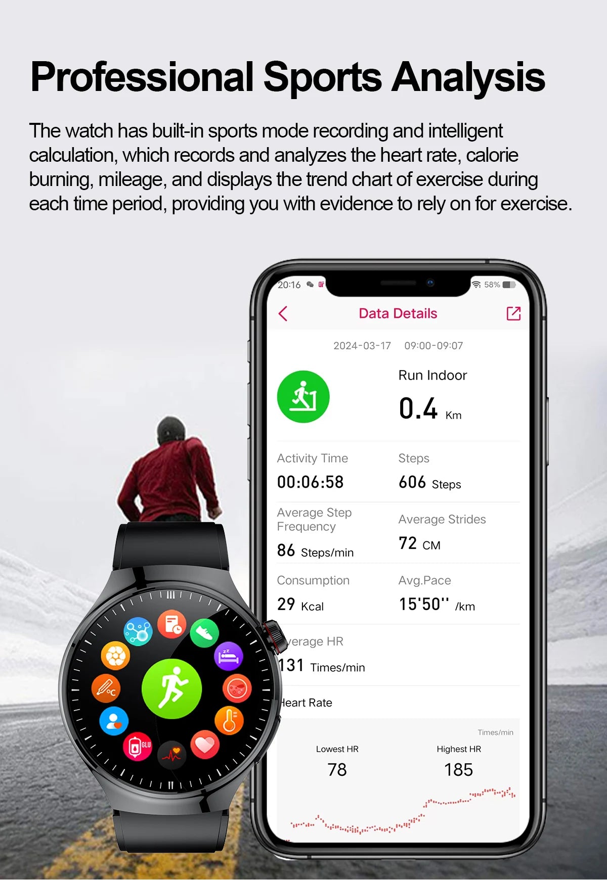Montre Intelligente de Soins Infirmiers 2025 Montre connectée Santé, oxygène sanguin, lipides sanguins, acide urique, ECG+PPG, température corporelle, appel Bluetooth