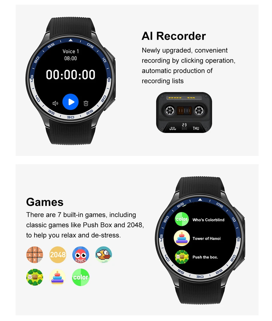 OPPO DT Watch X Montre Connectée Bluetooth avec Appel, 4 Go de Mémoire, Enregistrement, Lecture MP3+MP4, Son Surround Visuel 3D, Smartwatches Homme 2025 Nouveau