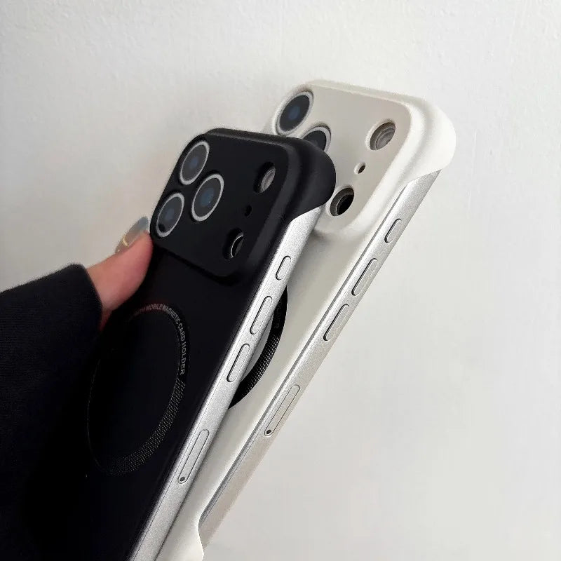 Ultra Thin Hard PC Magnetic Frameless Phone Case For Magsafe For iPhone 17 Air 16 15 14 13 Pro Max Plus Matte Color Solid Cover