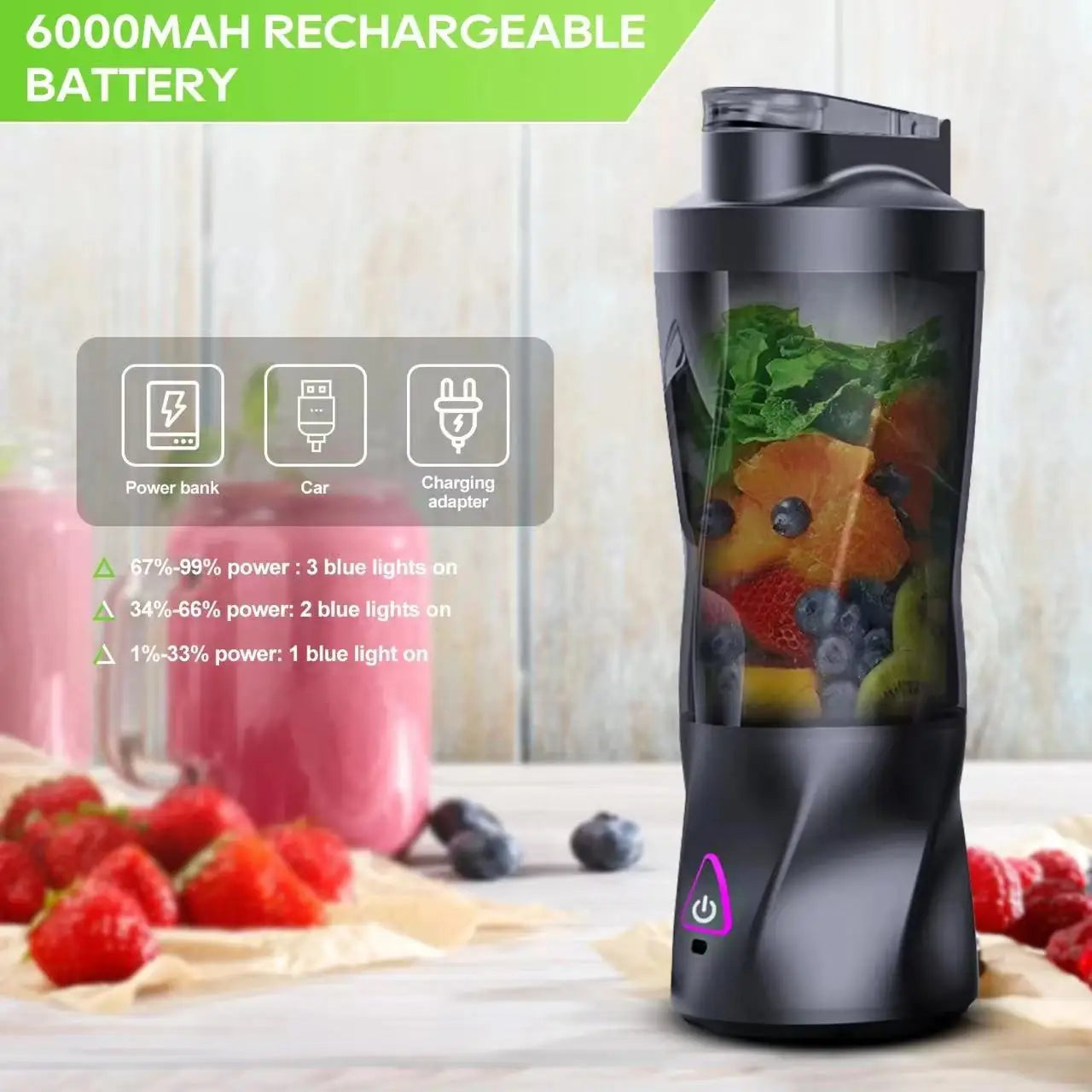Nouvel extracteur de jus électrique portable sans fil 2025, chargement USB, grande capacité de 700 ml, mixeur ménager pour fruits et légumes de 700 ml