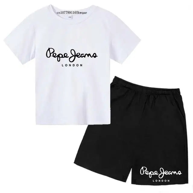 Children Summer London Clothes T-shirt 3-12Yrs Boys Girls Short-sleeved Top+Shorts Casual Brand Fashion Sports Set Clothing