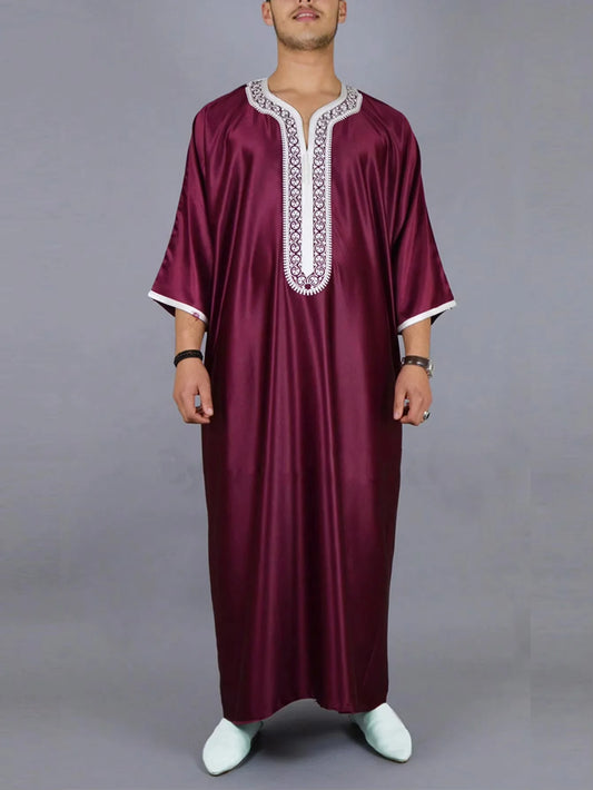 Moroccan ethnic style men's robe, Muslim Eid al Fitr formal attire, luxurious embroidered men's robe, exquisite design robe