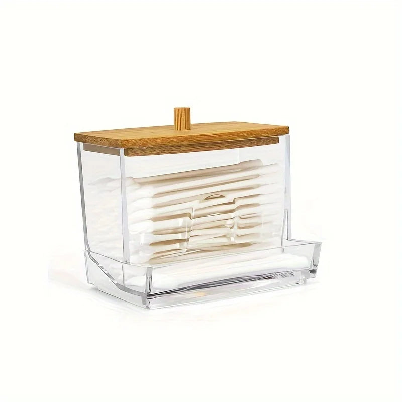 Clear Acrylic Makeup Organizer Cotton Pad Swab Holder Makeup Pads Jar Cosmetic Storage Box  Makeup Storage Home Organization