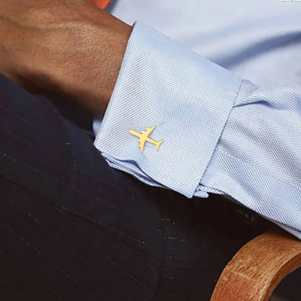Boutons de Manchette Avion Cazador pour Homme Accessoires Cadeau Pilote Boutons de Manchette de Chemise en Acier Inoxydable Vente en Gros Mariage Anniversaire Tendance