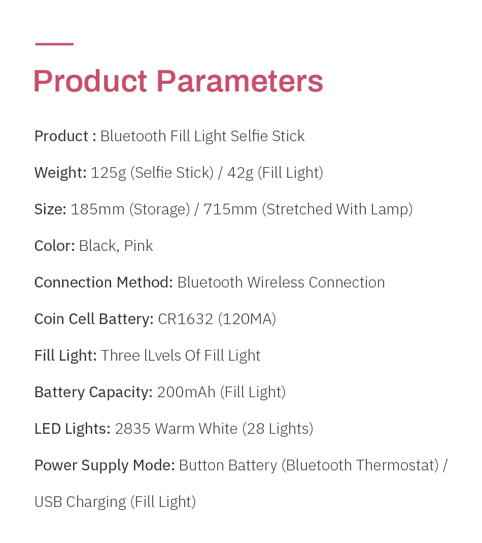 4in1 Wireless Bluetooth Compatible Selfie Stick LED Ring light Extendable Handheld Monopod Live Tripod for iPhone X 8 Android