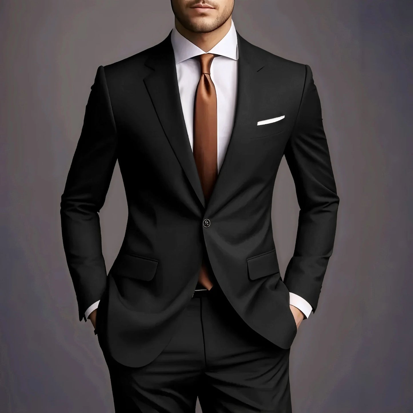 (Jacke + Hose) 2025 Neuer luxuriöser, eleganter Herrenanzug, 2-teiliges Set, modisch, koreanisch, lässig, Slim Fit, für Gesellschaft, Bräutigam, Hochzeit, Smoking