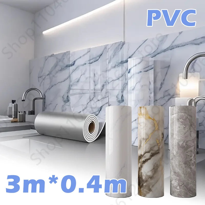 Selbstklebende Marmor-Wandaufkleber PVC Wasserdichte ablösbare Tapete für Küchen-Badezimmer-Fliesen-Dekoration