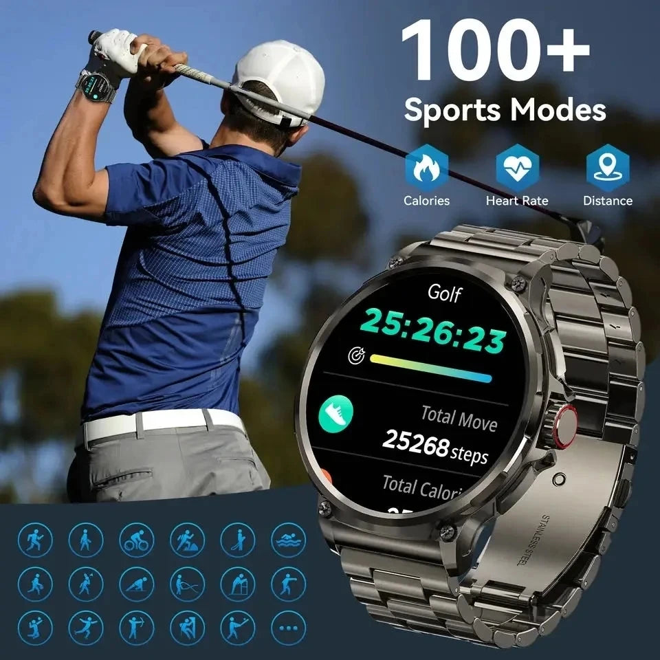 Montre connectée intelligente GPS homme 2026, écran AMOLED HD 1,85 pouces, batterie 710 mAh, appels Bluetooth, pour Android et iOS