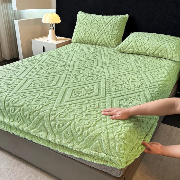Jacquard Winter Dick Warme Korallen Plüsch Matratzenauflage Hohe Elastizität Rutschfest Atmungsaktiv Geeignet Schlafzimmer Weiches Bettlaken