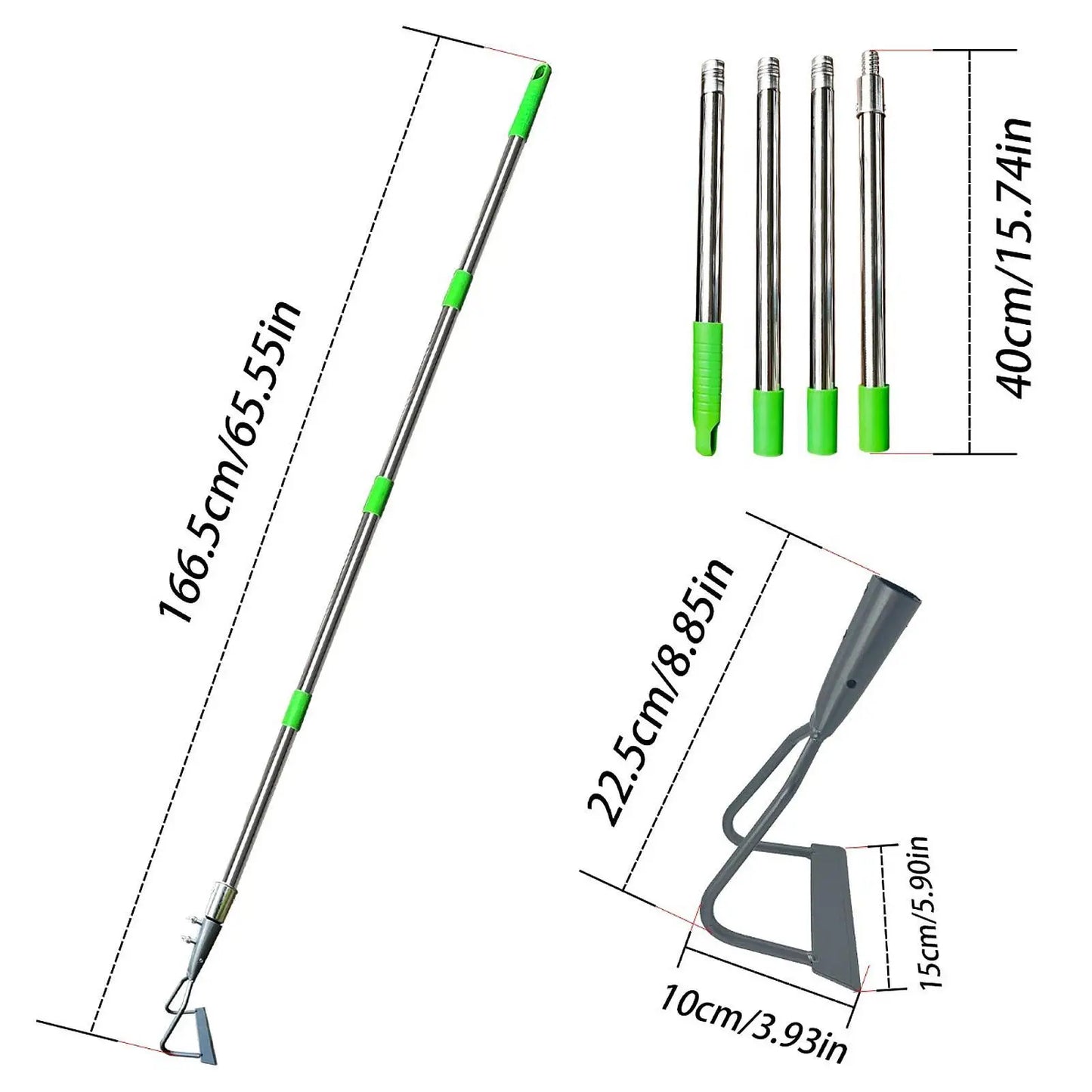Outil de sarclage à main, désherbeur racleur cultivateur à long manche, usage intensif, idéal pour désherber sans se pencher